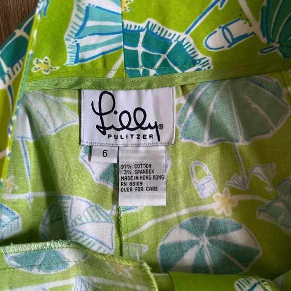 LILLY PULITZER Green Beach Umbrella Shorts EUC - Picture 4 of 7